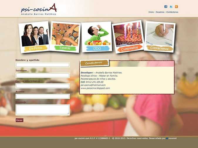 Vista de contacto sitio web psi-cocina