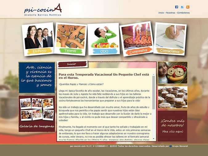 Vista de inicio página web psi-cocina